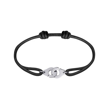 Bracelet Dinh Van Menottes R10 en or blanc sur cordon - SOLDAT