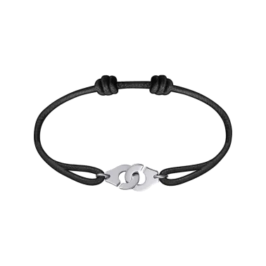 Bracelet Dinh Van Menottes R10 en or blanc sur cordon - SOLDAT