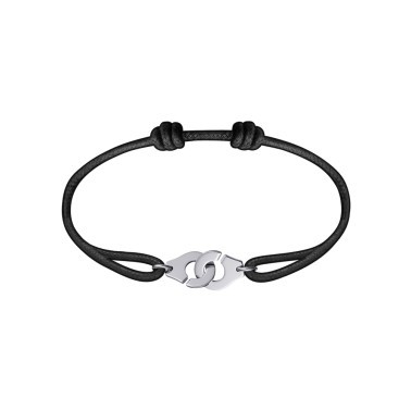 Bracelet Dinh Van Menottes R10 en or blanc sur cordon - SOLDAT PL