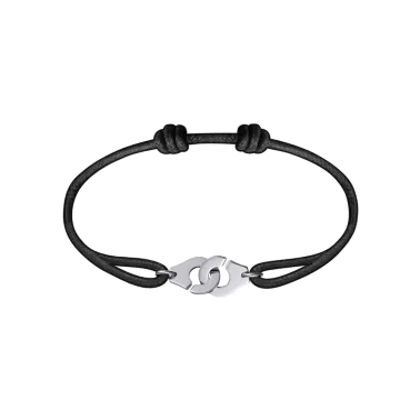 Bracelet Dinh Van Menottes R10 en or blanc sur cordon - SOLDAT PL