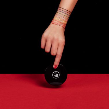 Bracelet cordon La Brune et La Blonde bleu en or rose et diamant 0,07 carat