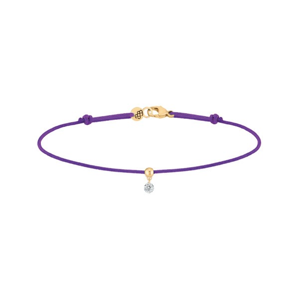 Bracelet cordon La Brune et La Blonde violet en or jaune et diamant 0,07 carat