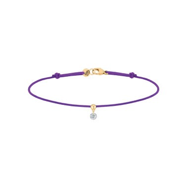 Bracelet cordon La Brune et La Blonde violet en or jaune et diamant 0,10 carat