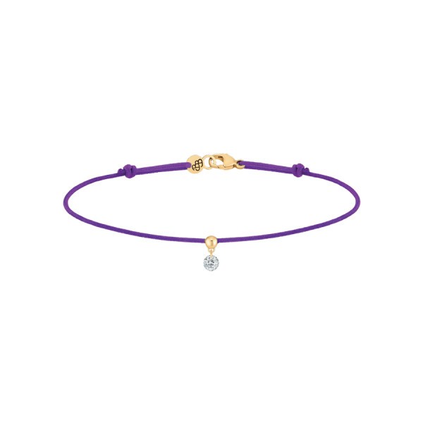 Bracelet cordon La Brune et La Blonde violet en or jaune et diamant 0,10 carat