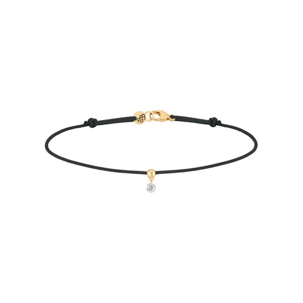 Bracelet cordon La Brune et La Blonde noir en or jaune et diamant 0,07 carat