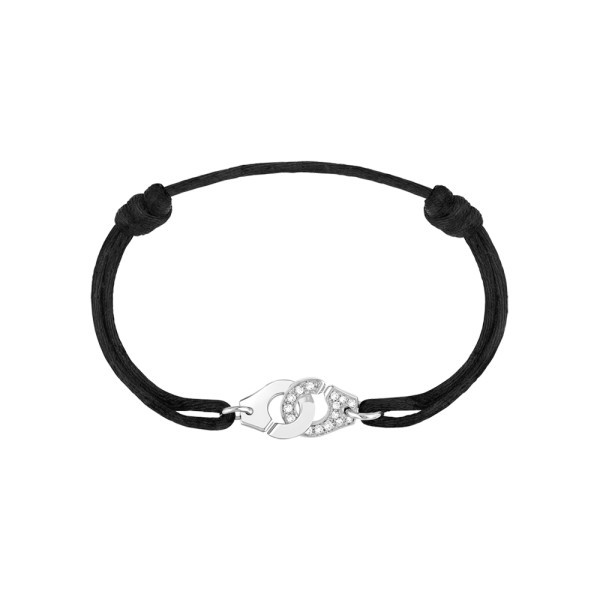 Bracelet Dinh Van Menottes R10 or blanc et diamants sur cordon - SOLDAT PL