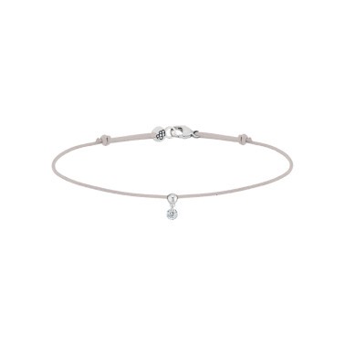 Bracelet cordon La Brune et La Blonde gris en or blanc et diamant 0,07 carat