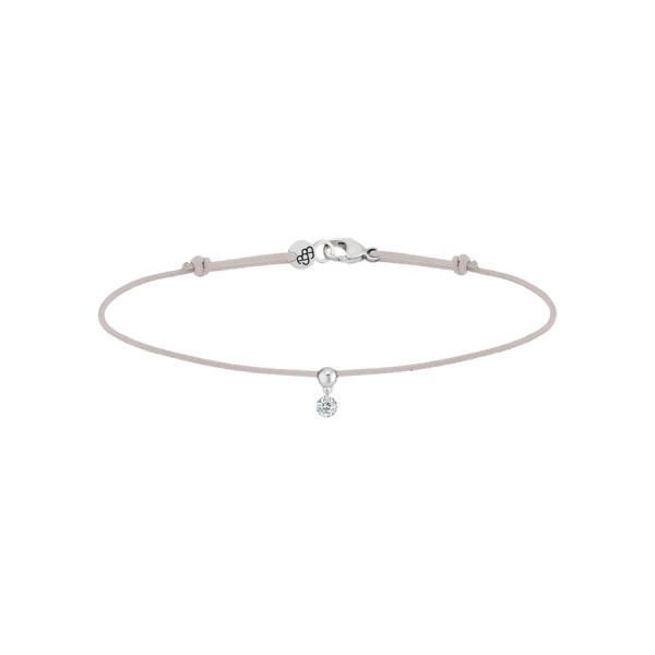 Bracelet cordon La Brune et La Blonde gris en or blanc et diamant 0,07 carat