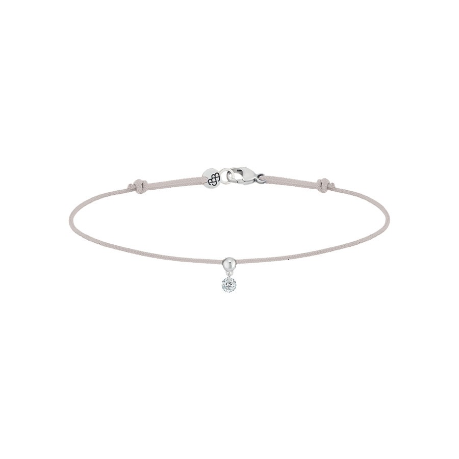 Bracelet cordon La Brune et La Blonde gris en or blanc et diamant 0,07 carat