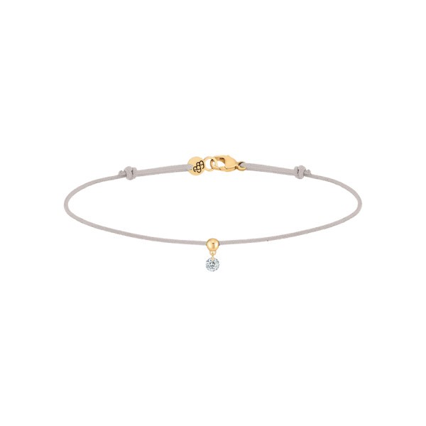 Bracelet cordon La Brune et La Blonde gris en or jaune et diamant 0,07 carat