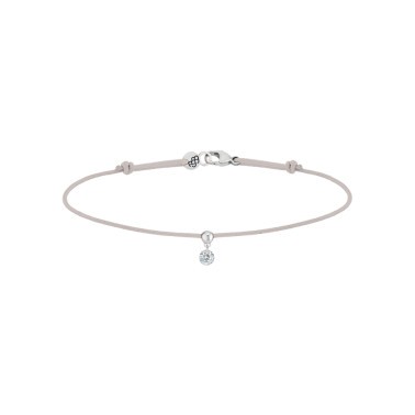 Bracelet cordon La Brune et La Blonde gris en or blanc et diamant 0,10 carat