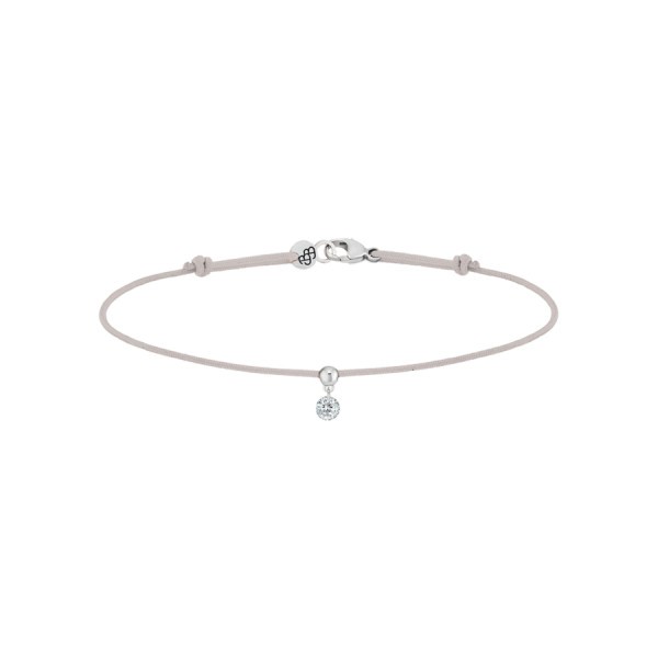 Bracelet cordon La Brune et La Blonde gris en or blanc et diamant 0,10 carat