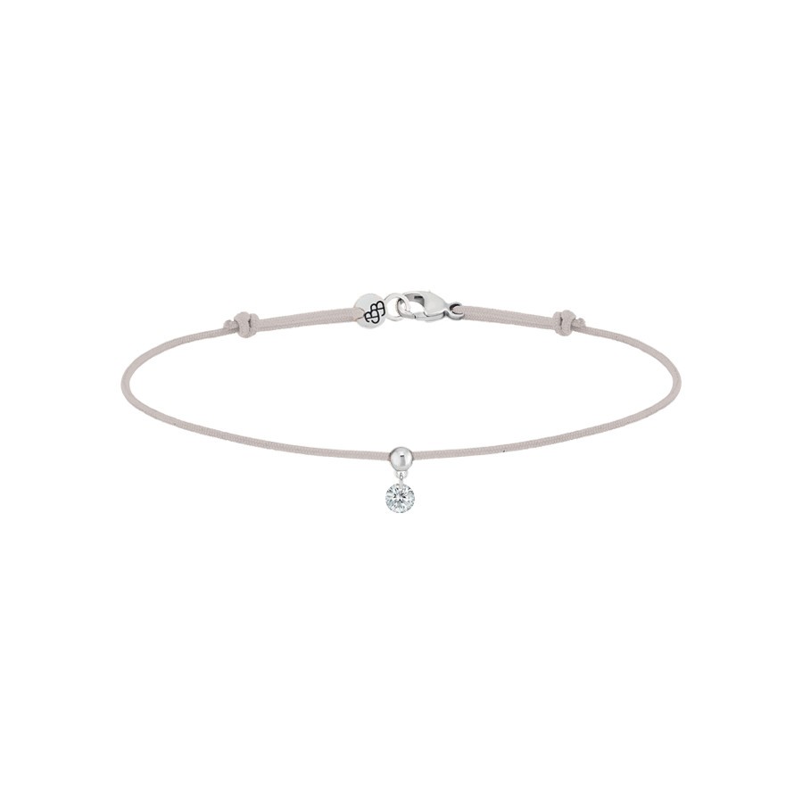 Bracelet cordon La Brune et La Blonde gris en or blanc et diamant 0,10 carat