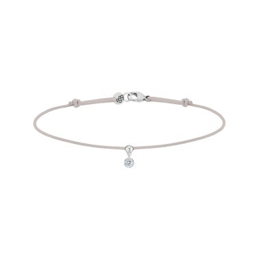 Bracelet cordon La Brune et La Blonde gris en or blanc et diamant 0,10 carat