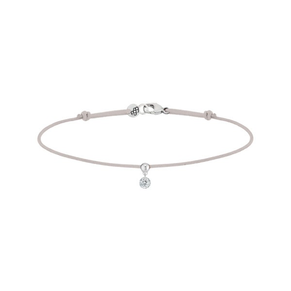 Bracelet cordon La Brune et La Blonde gris en or blanc et diamant 0,10 carat