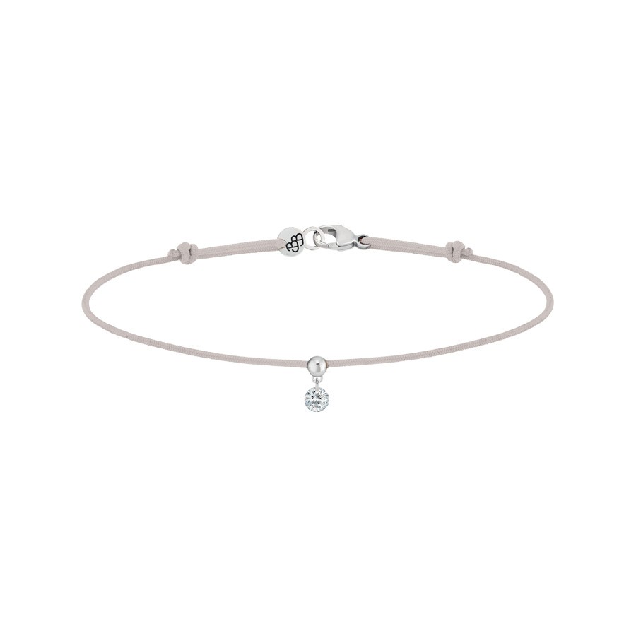Bracelet cordon La Brune et La Blonde gris en or blanc et diamant 0,10 carat