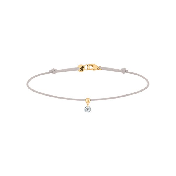 Bracelet cordon La Brune et La Blonde gris en or jaune et diamant 0,10 carat
