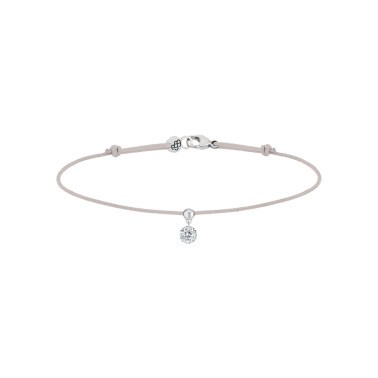 Bracelet cordon La Brune et La Blonde gris en or blanc et diamant 0,15 carat