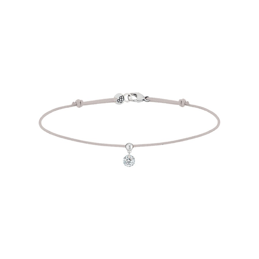 Bracelet cordon La Brune et La Blonde gris en or blanc et diamant 0,15 carat