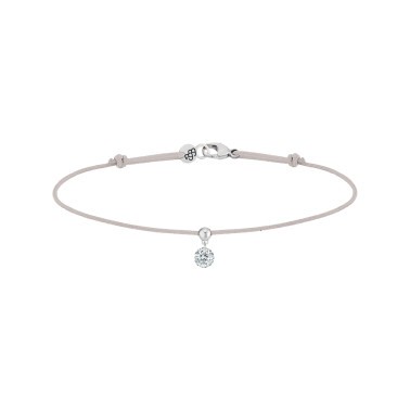 Bracelet cordon La Brune et La Blonde gris en or blanc et diamant 0,15 carat