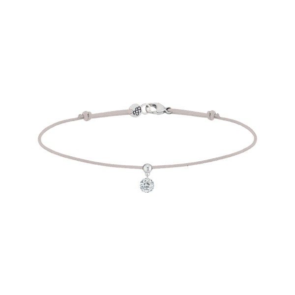 Bracelet cordon La Brune et La Blonde gris en or blanc et diamant 0,15 carat