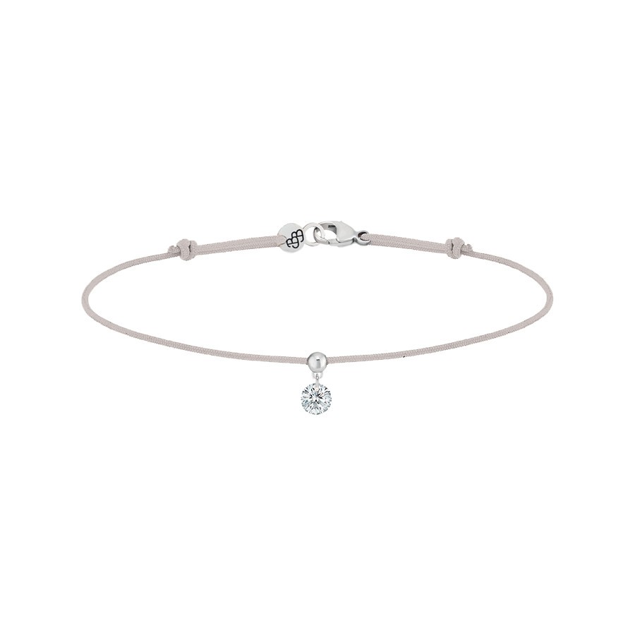 Bracelet cordon La Brune et La Blonde gris en or blanc et diamant 0,15 carat