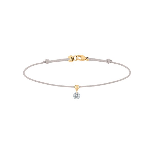 Bracelet cordon La Brune et La Blonde gris en or jaune et diamant 0,15 carat