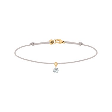 Bracelet cordon La Brune et La Blonde gris en or jaune et diamant 0,15 carat