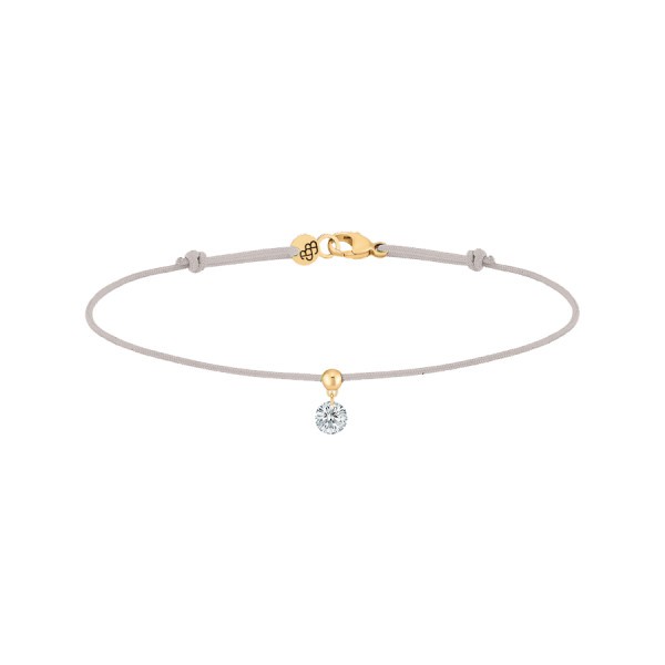Bracelet cordon La Brune et La Blonde gris en or jaune et diamant 0,15 carat