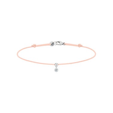 Bracelet cordon La Brune et La Blonde nude en or blanc et diamant 0,07 carat