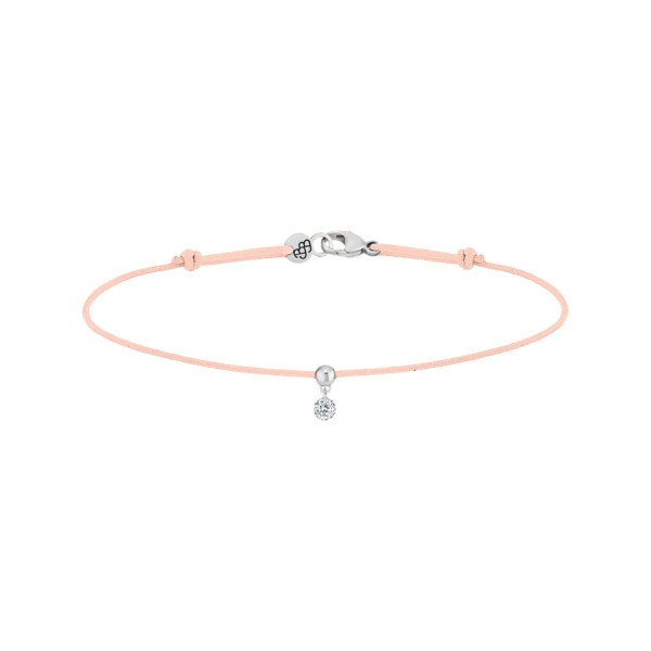 Bracelet cordon La Brune et La Blonde nude en or blanc et diamant 0,07 carat