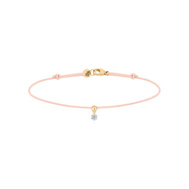 Bracelet cordon La Brune et La Blonde nude en or jaune et diamant 0,07 carat