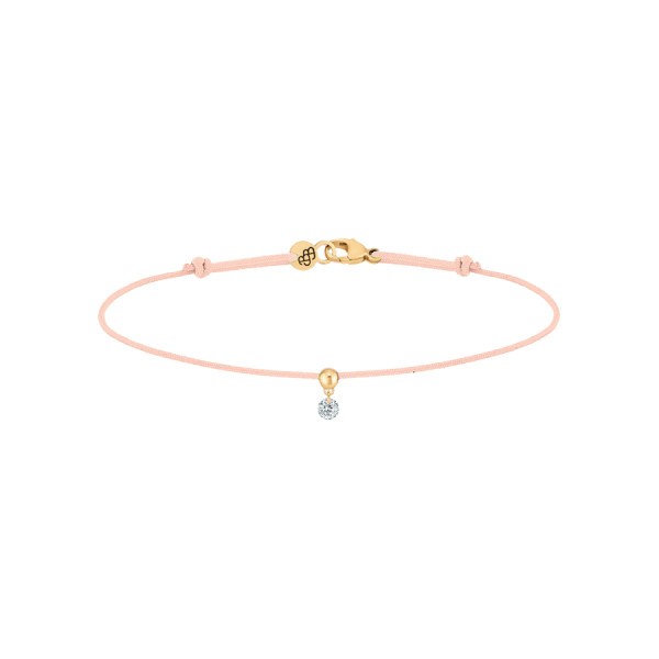 Bracelet cordon La Brune et La Blonde nude en or jaune et diamant 0,07 carat