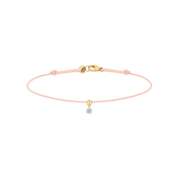 Bracelet cordon La Brune et La Blonde nude en or jaune et diamant 0,07 carat