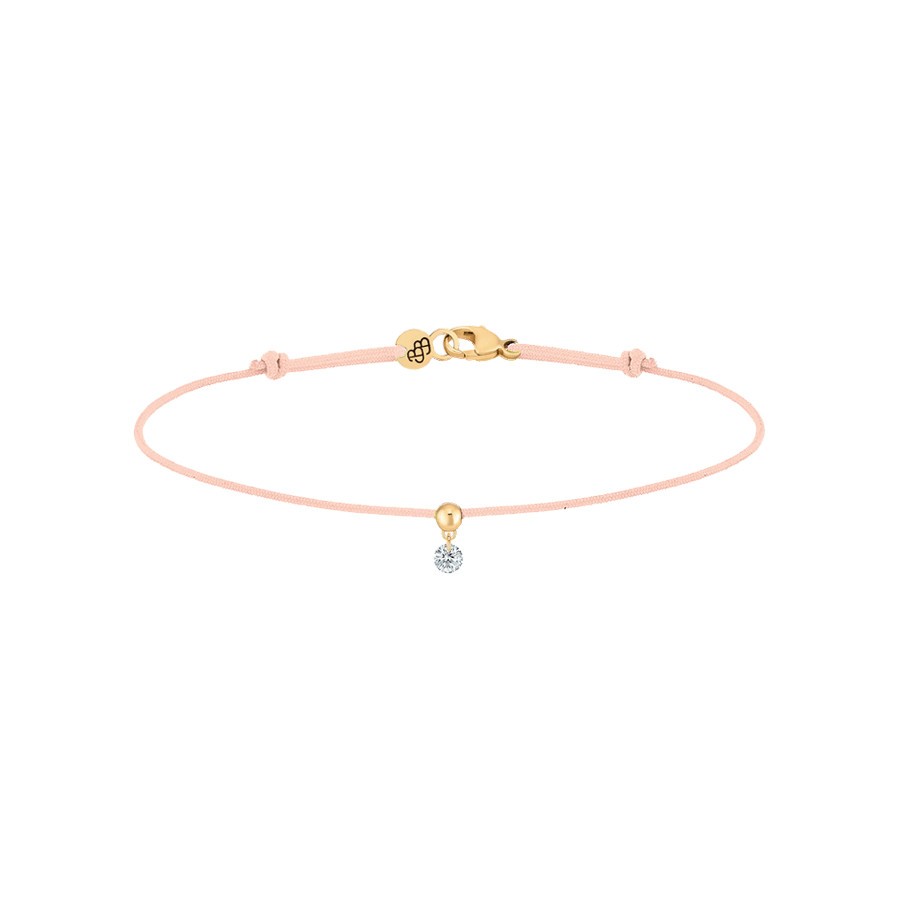 Bracelet cordon La Brune et La Blonde nude en or jaune et diamant 0,07 carat
