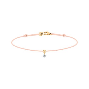 Bracelet cordon La Brune et La Blonde nude en or jaune et diamant 0,07 carat