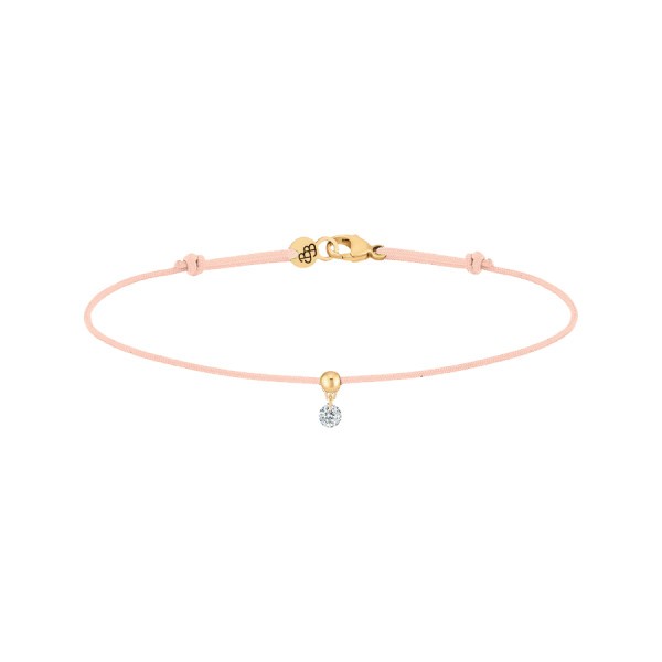 Bracelet cordon La Brune et La Blonde nude en or jaune et diamant 0,07 carat