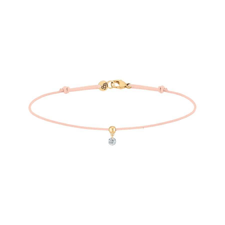 Bracelet cordon La Brune et La Blonde nude en or jaune et diamant 0,07 carat