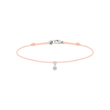 Bracelet cordon La Brune et La Blonde nude en or blanc et diamant 0,10 carat