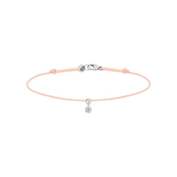 Bracelet cordon La Brune et La Blonde nude en or blanc et diamant 0,10 carat