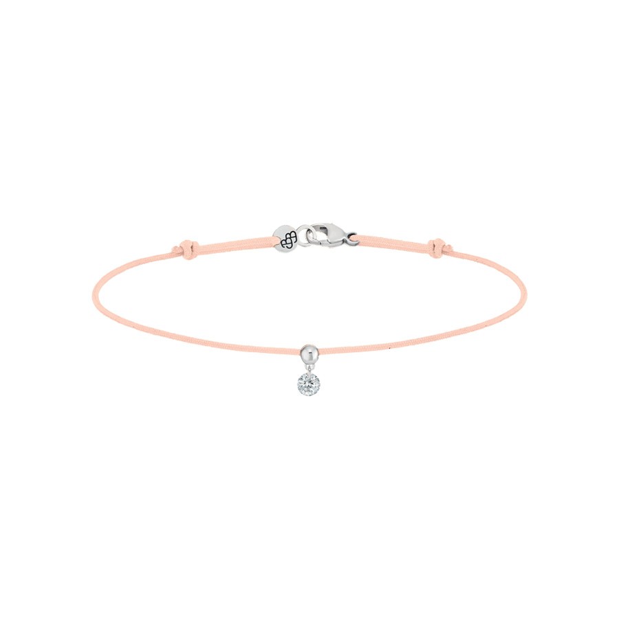 Bracelet cordon La Brune et La Blonde nude en or blanc et diamant 0,10 carat