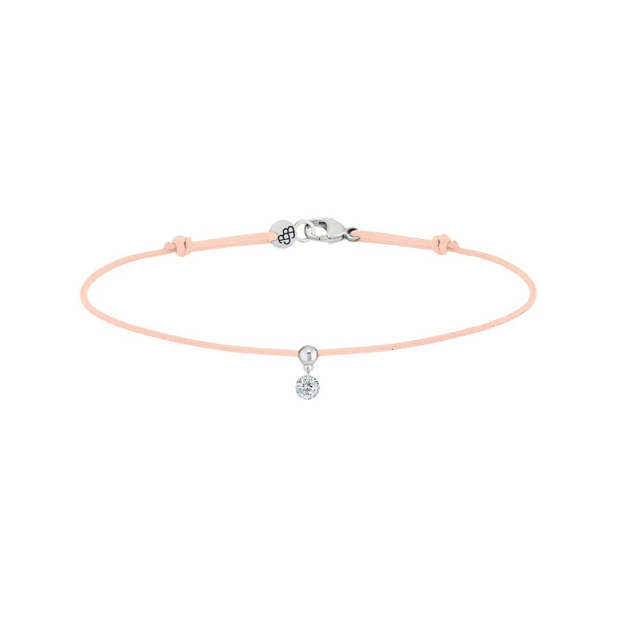 Bracelet cordon La Brune et La Blonde nude en or blanc et diamant 0,10 carat