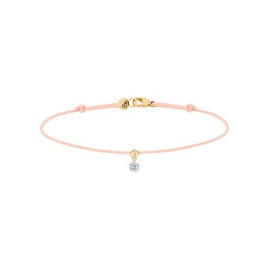 Bracelet cordon La Brune et La Blonde nude en or jaune et diamant 0,10 carat