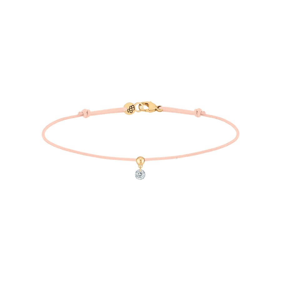 Bracelet cordon La Brune et La Blonde nude en or jaune et diamant 0,10 carat