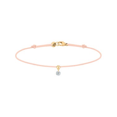Bracelet cordon La Brune et La Blonde nude en or jaune et diamant 0,10 carat