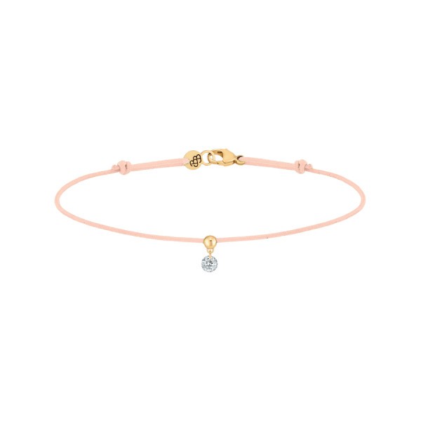 Bracelet cordon La Brune et La Blonde nude en or jaune et diamant 0,10 carat