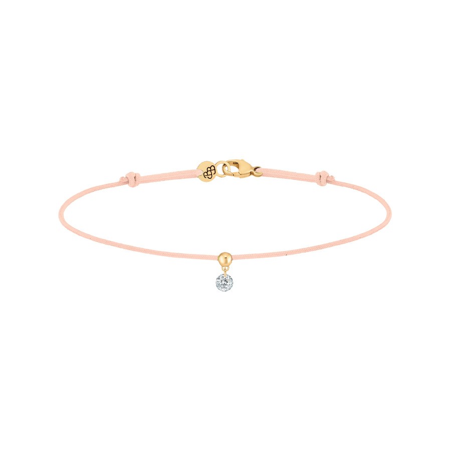 Bracelet cordon La Brune et La Blonde nude en or jaune et diamant 0,10 carat