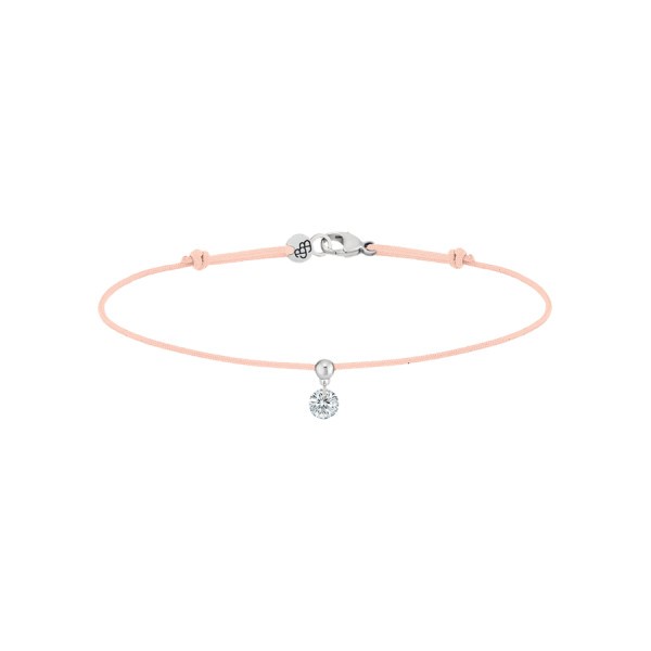 Bracelet cordon La Brune et La Blonde nude en or blanc et diamant 0,15 carat