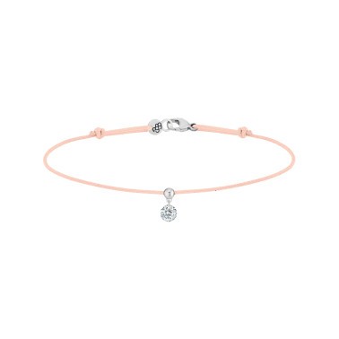 Bracelet cordon La Brune et La Blonde nude en or blanc et diamant 0,15 carat