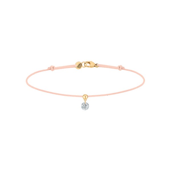 Bracelet cordon La Brune et La Blonde nude en or jaune et diamant 0,15 carat